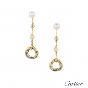 Cartier 18k Rose Gold Pearl Trinity Earrings B8043500
